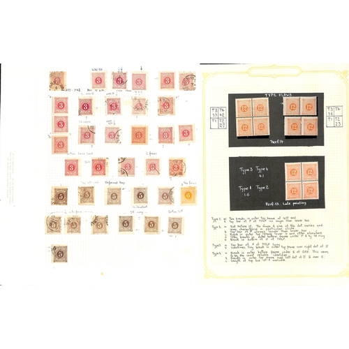 1495 - Postage Dues. 1874-82 Perf 14 and 13 postage dues, the detailed mint and used study well written up ... 