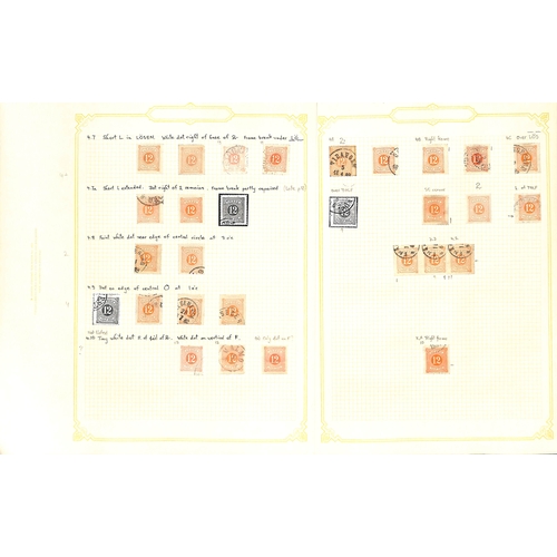 1495 - Postage Dues. 1874-82 Perf 14 and 13 postage dues, the detailed mint and used study well written up ... 