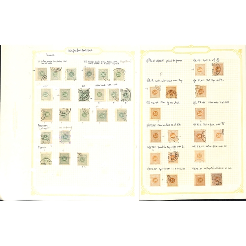 1495 - Postage Dues. 1874-82 Perf 14 and 13 postage dues, the detailed mint and used study well written up ... 