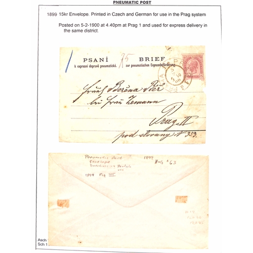 879 - Vienna Pneumatic Post. 1875-1956 Covers and cards in three albums, the collection formed by Colin To... 