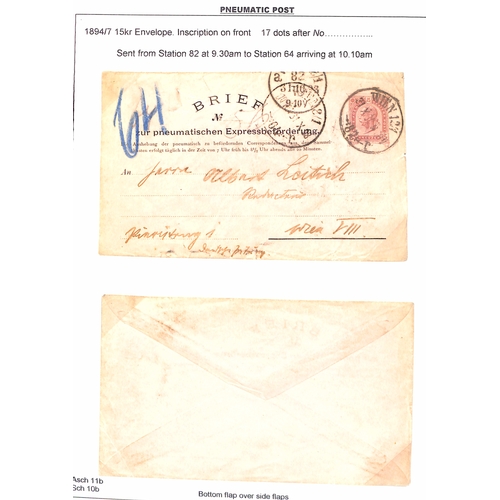 879 - Vienna Pneumatic Post. 1875-1956 Covers and cards in three albums, the collection formed by Colin To... 