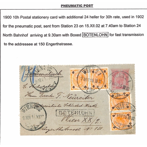 879 - Vienna Pneumatic Post. 1875-1956 Covers and cards in three albums, the collection formed by Colin To... 