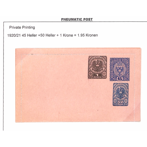 879 - Vienna Pneumatic Post. 1875-1956 Covers and cards in three albums, the collection formed by Colin To... 