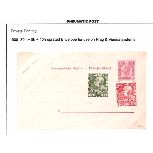 879 - Vienna Pneumatic Post. 1875-1956 Covers and cards in three albums, the collection formed by Colin To... 