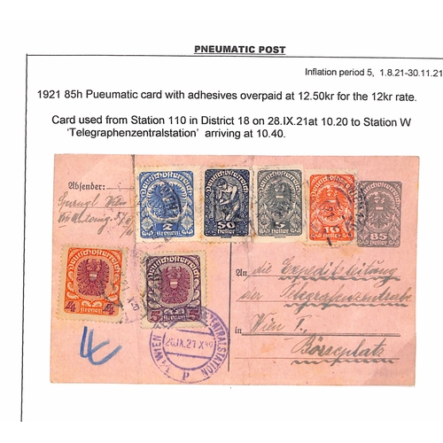 879 - Vienna Pneumatic Post. 1875-1956 Covers and cards in three albums, the collection formed by Colin To... 