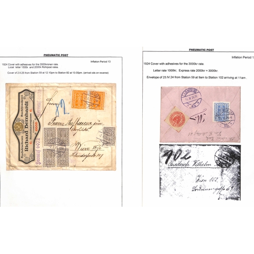 879 - Vienna Pneumatic Post. 1875-1956 Covers and cards in three albums, the collection formed by Colin To... 