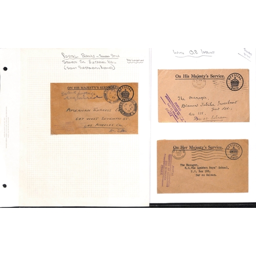 1512 - Official Mail. 1931-62 Official covers and cards (79) in an album, mainly stampless covers with Post... 