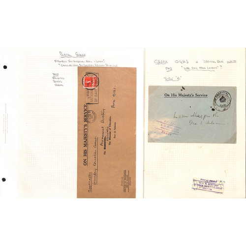 1512 - Official Mail. 1931-62 Official covers and cards (79) in an album, mainly stampless covers with Post... 