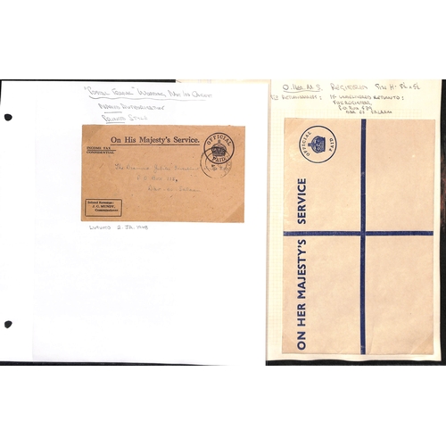 1512 - Official Mail. 1931-62 Official covers and cards (79) in an album, mainly stampless covers with Post... 