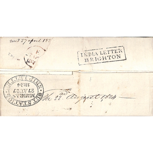 469 - India Letter. 1824 (Aug 23) Entire letter from Quilon to London with blue boxed 