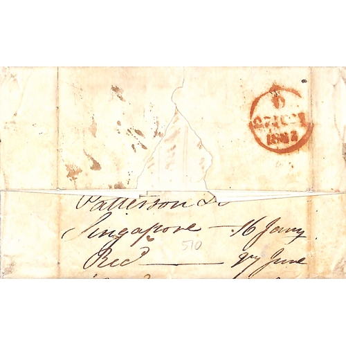 510 - Seaford - India Letter / Singapore. 1837 (Jan 16) Entire letter from Singapore to London landed at S... 