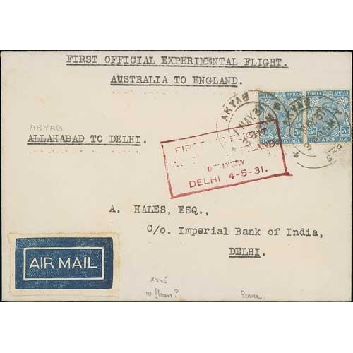 1270 - 1931 (Apr 30) Imperial Airways first experimental return flight from Australia to London via Burma a... 