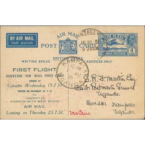 1275 - 1931 (July 18) 4a Air Mail Postcards with printed inscription 