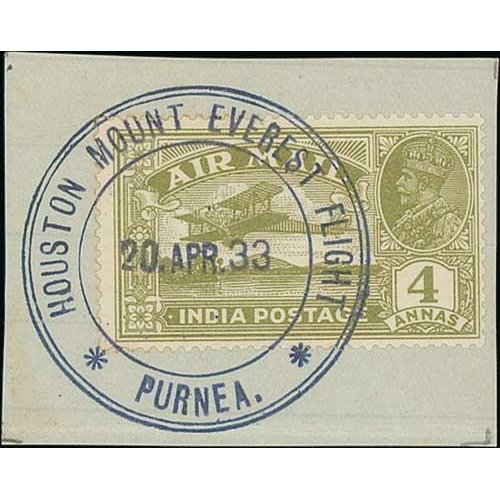 1292 - 1933 (Apr 20) Houston Mount Everest Expedition, 2a, 3a, 4a, 6a and 12a Air stamps tied to separate p... 