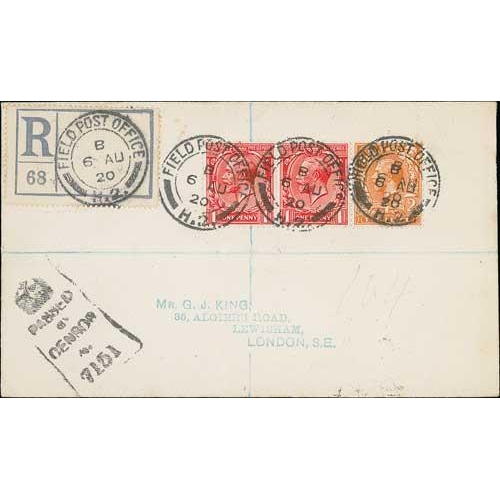 541 - British Plebiscite Forces - Danzig. 1920 (Aug 6) Registered cover to George King in London franked G... 