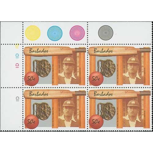 75 - Barbados. 1988 West Indian Cricket 50c with Lawson Bartlett portrait shown in error, upper left marg... 