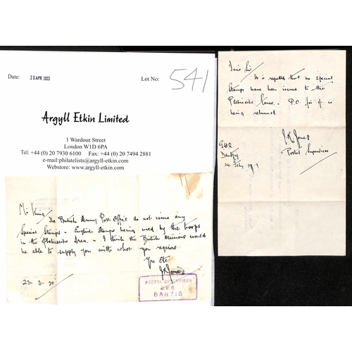 541 - British Plebiscite Forces - Danzig. 1920 (Aug 6) Registered cover to George King in London franked G... 