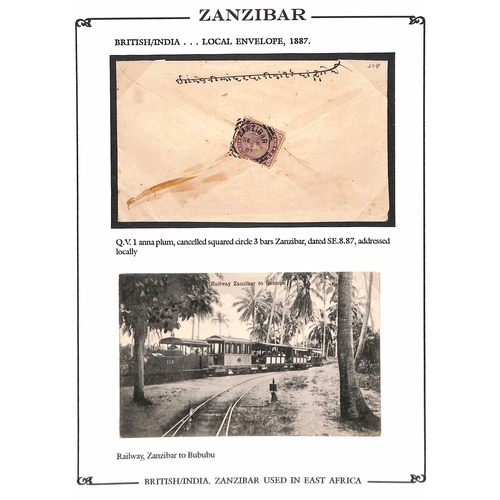 1660 - 1887-91 Covers sent within Zanzibar franked ½a, 1a or 3a, or to India franked ½a, ½a ... 