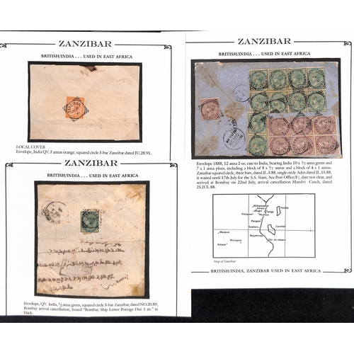 1660 - 1887-91 Covers sent within Zanzibar franked ½a, 1a or 3a, or to India franked ½a, ½a ... 