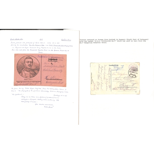 271 - Austria. 1915-18 Stampless postcards (19) and covers (2) with cachets comprising Spitalzug 7, 27 (2)... 