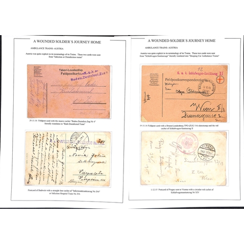 271 - Austria. 1915-18 Stampless postcards (19) and covers (2) with cachets comprising Spitalzug 7, 27 (2)... 