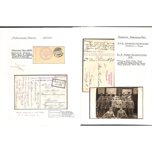 271 - Austria. 1915-18 Stampless postcards (19) and covers (2) with cachets comprising Spitalzug 7, 27 (2)... 