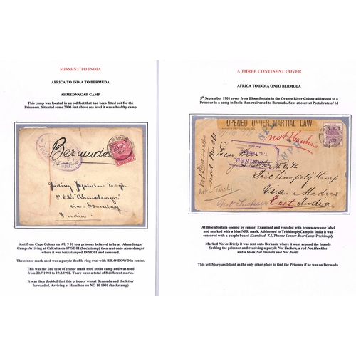 India. 1901 Covers franked 1d from South Africa to P.O.Ws in India ...