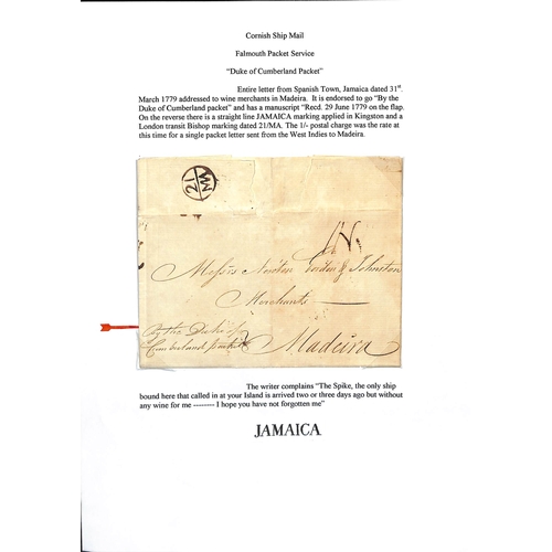 517 - 1779-84 Entire letters from Spanish Town to Madeira all charged 1/- to London with Bishop Marks on r... 