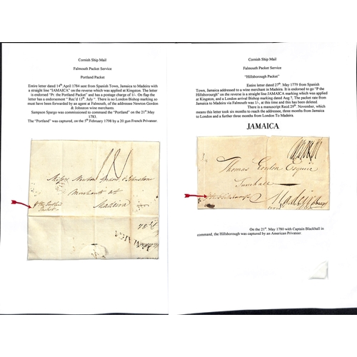 517 - 1779-84 Entire letters from Spanish Town to Madeira all charged 1/- to London with Bishop Marks on r... 