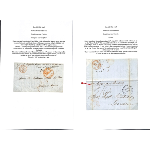 535 - 1841-50 Entire letters (7) and entires (2) from Bahia or Rio de Janeiro (8) to London, the eight Rio... 