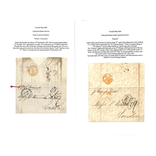 535 - 1841-50 Entire letters (7) and entires (2) from Bahia or Rio de Janeiro (8) to London, the eight Rio... 