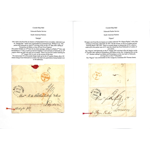 535 - 1841-50 Entire letters (7) and entires (2) from Bahia or Rio de Janeiro (8) to London, the eight Rio... 