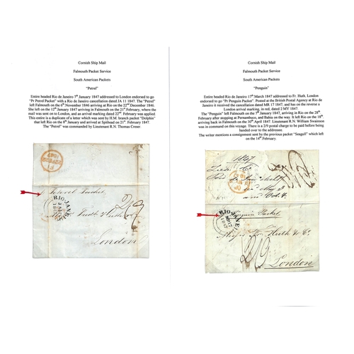 535 - 1841-50 Entire letters (7) and entires (2) from Bahia or Rio de Janeiro (8) to London, the eight Rio... 