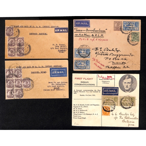 1283 - 1932 (Oct 6/9) KLM Netherlands to Dutch East Indies flight, covers flown from Calcutta to Bangkok, A... 