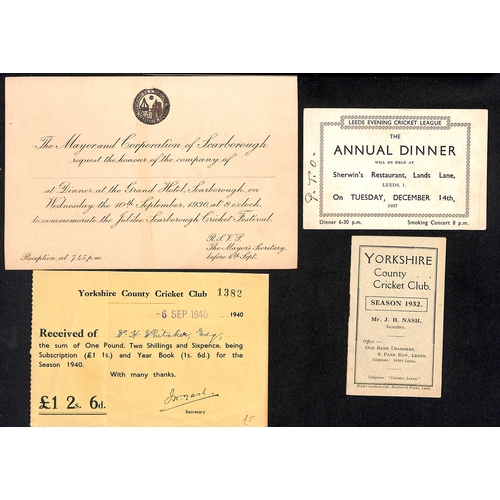 37 - Yorkshire. 1906-86 Ephemera and signed covers including two 1932 (June 16) telegrams from Yorkshire ... 