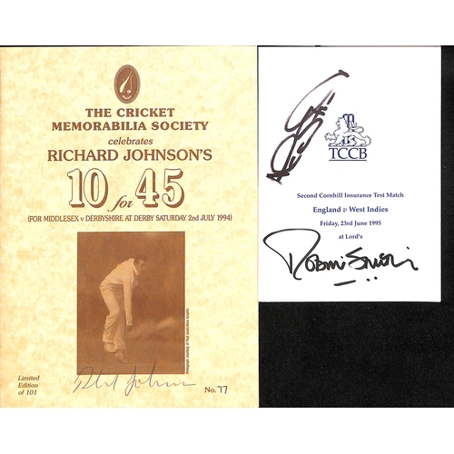 36 - Signed Menus. 1973-2006 Menus, all signed, including signatures of Geoffrey Boycott, Denis Compton, ... 