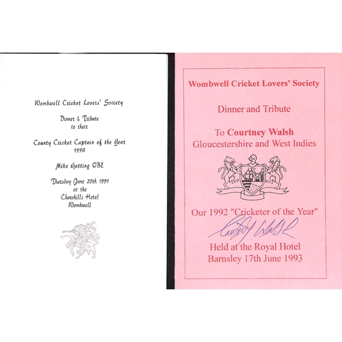 36 - Signed Menus. 1973-2006 Menus, all signed, including signatures of Geoffrey Boycott, Denis Compton, ... 