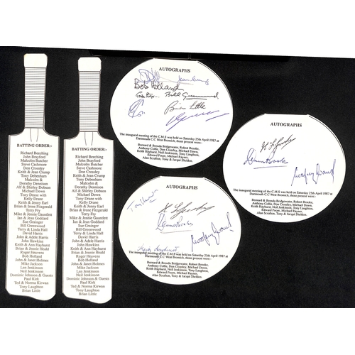 36 - Signed Menus. 1973-2006 Menus, all signed, including signatures of Geoffrey Boycott, Denis Compton, ... 