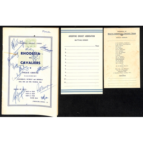 65 - Sri Lanka, Zimbabwe, etc. 1932-2003 Ephemera and autographs including unused Argentine Cricket Assoc... 