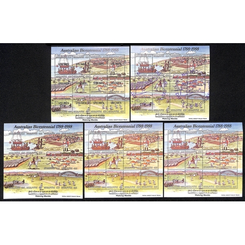 78 - Tonga. 1988 Australian Bicentennial miniature sheets including an imperforate proof of the Niuafo'ou... 