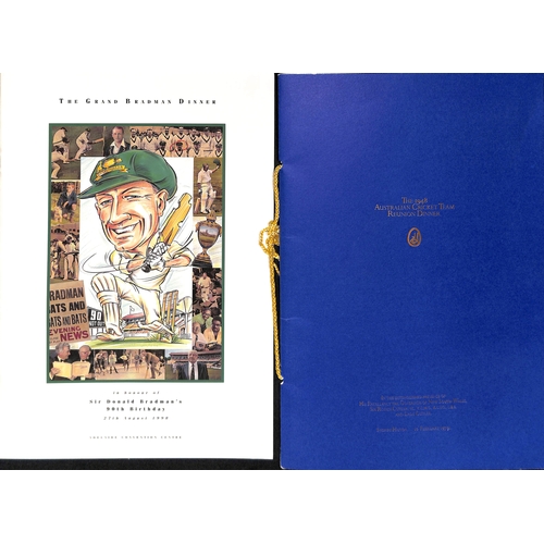 56 - Don Bradman. 1980-97 Commemorative covers (8), a letter and menu all signed by Bradman, one cover wi... 