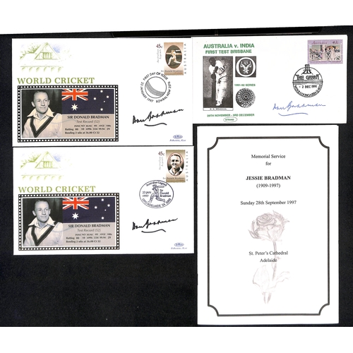 56 - Don Bradman. 1980-97 Commemorative covers (8), a letter and menu all signed by Bradman, one cover wi... 