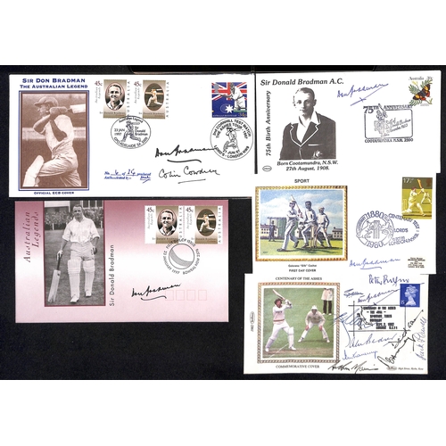 56 - Don Bradman. 1980-97 Commemorative covers (8), a letter and menu all signed by Bradman, one cover wi... 