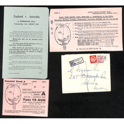 54 - Australia - Tours to England. 1921-2005 Ephemera including 1934 Kennington Oval scorecard (Australia... 