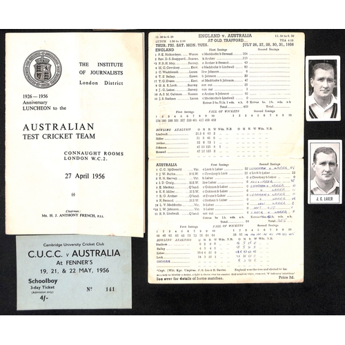 54 - Australia - Tours to England. 1921-2005 Ephemera including 1934 Kennington Oval scorecard (Australia... 