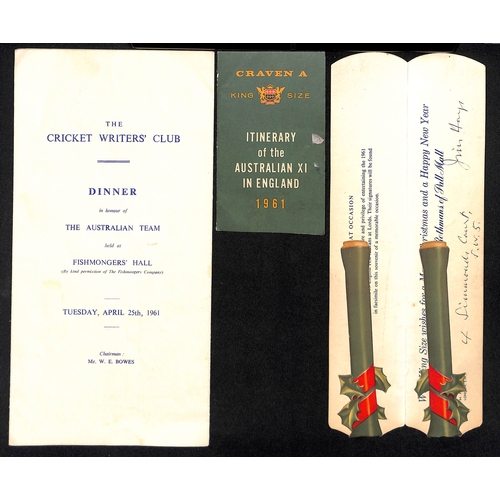 54 - Australia - Tours to England. 1921-2005 Ephemera including 1934 Kennington Oval scorecard (Australia... 