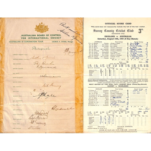 54 - Australia - Tours to England. 1921-2005 Ephemera including 1934 Kennington Oval scorecard (Australia... 