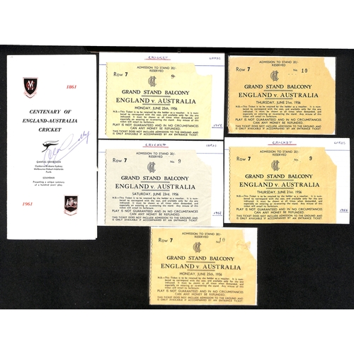 54 - Australia - Tours to England. 1921-2005 Ephemera including 1934 Kennington Oval scorecard (Australia... 