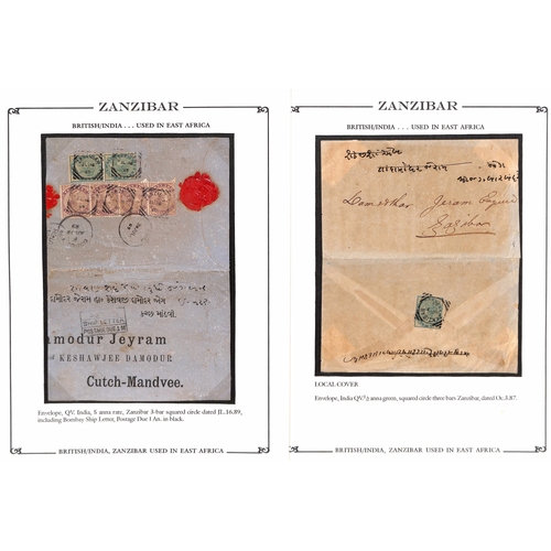 1660 - 1887-91 Covers sent within Zanzibar franked ½a, 1a or 3a, or to India franked ½a, ½a ... 