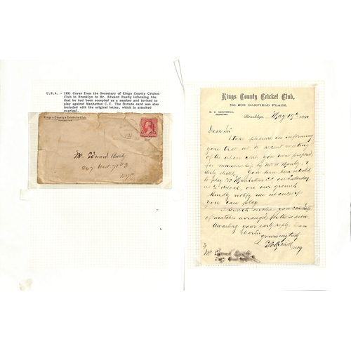 45 - USA. 1891-1955 Covers, cards and ephemera including 1891 Kings County C.C cover with enclosed letter... 